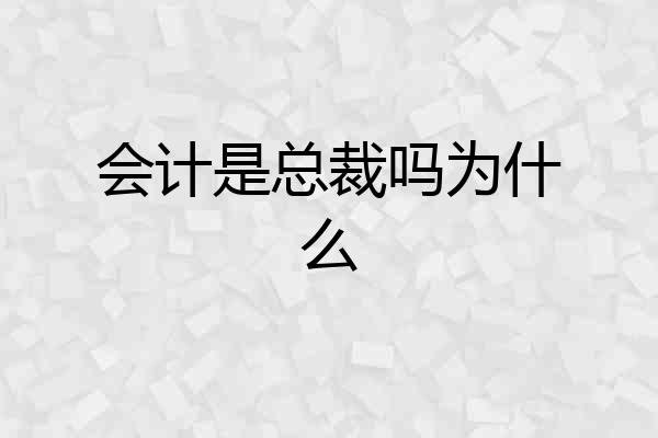 会计是总裁吗为什么