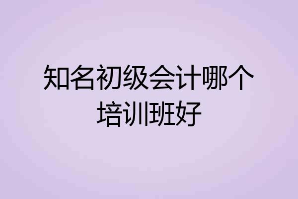 知名初级会计哪个培训班好