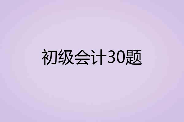 初级会计30题