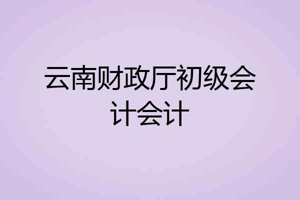 云南财政厅初级会计会计