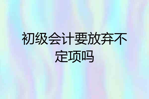 初级会计要放弃不定项吗