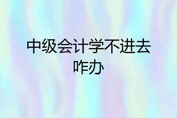 中级会计学不进去咋办