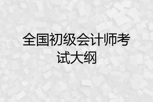 全国初级会计师考试大纲