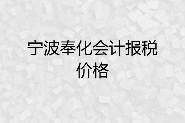 宁波奉化会计报税价格