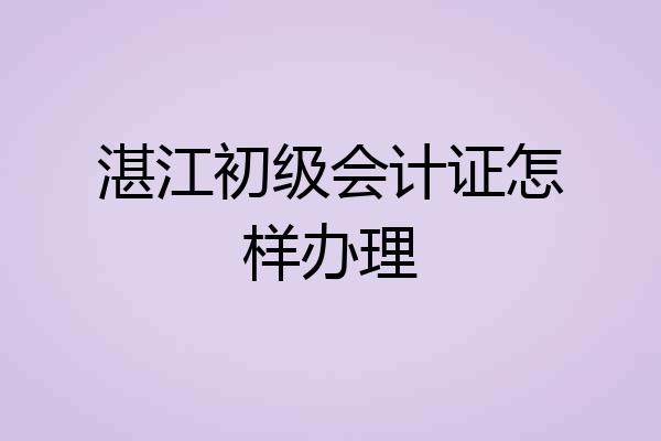 湛江初级会计证怎样办理