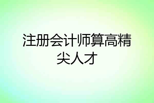 注册会计师算高精尖人才
