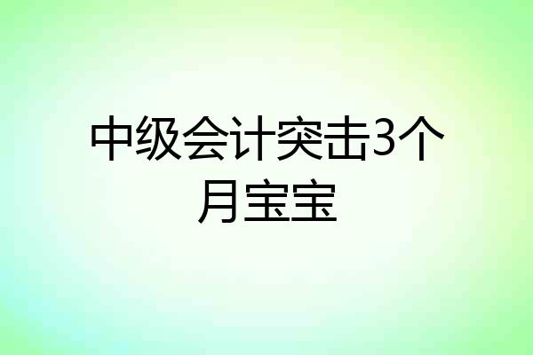 中级会计突击3个月宝宝