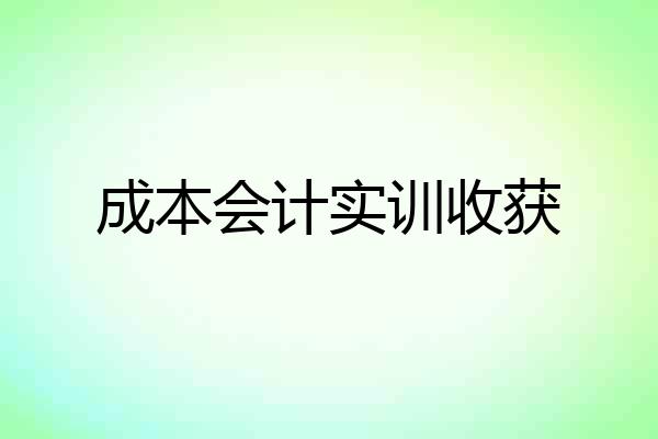 成本会计实训收获