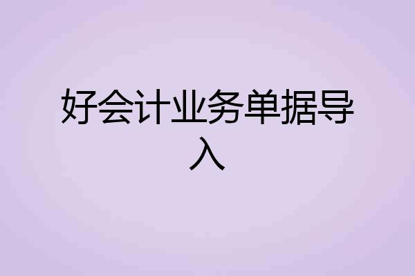 好会计业务单据导入