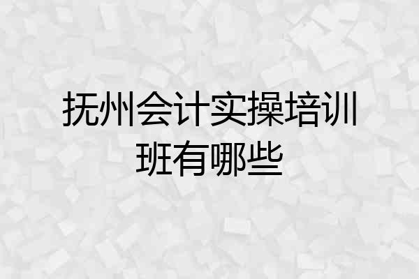 抚州会计实操培训班有哪些