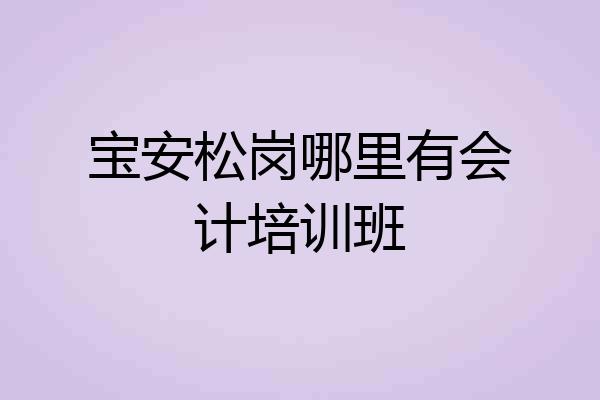 宝安松岗哪里有会计培训班