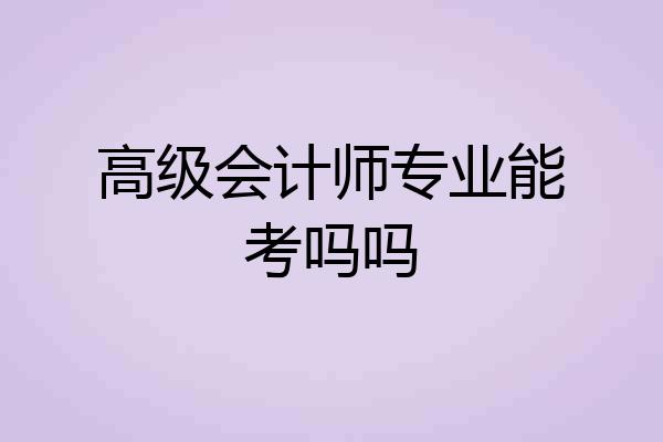 高级会计师专业能考吗吗