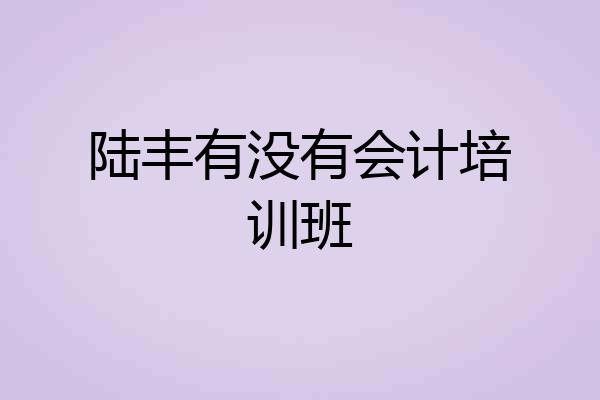 陆丰有没有会计培训班