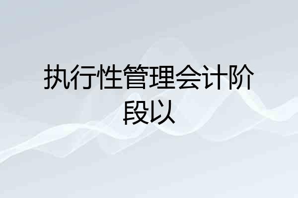 执行性管理会计阶段以