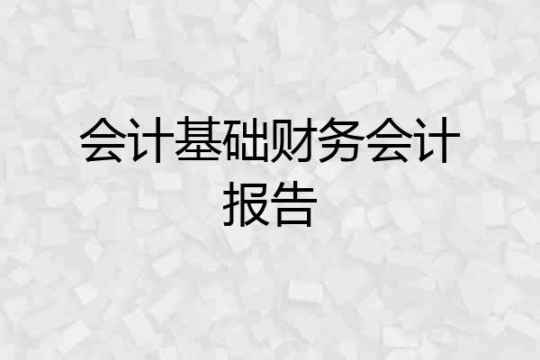 会计基础财务会计报告