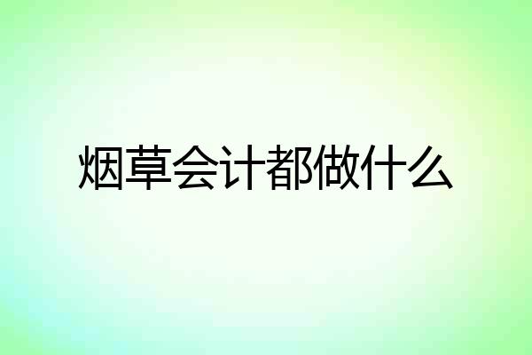 烟草会计都做什么
