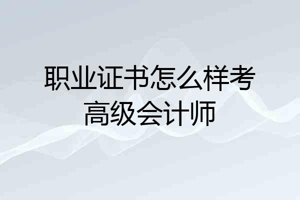 职业证书怎么样考高级会计师
