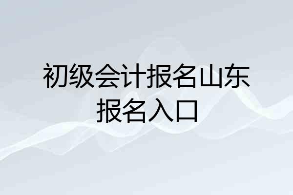 初级会计报名山东报名入口