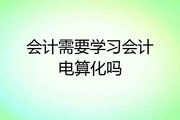 会计需要学习会计电算化吗
