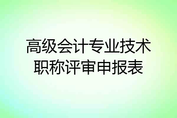 高级会计专业技术职称评审申报表