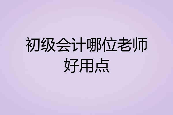 初级会计哪位老师好用点