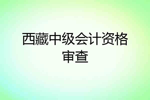 西藏中级会计资格审查