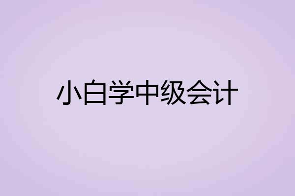 小白学中级会计