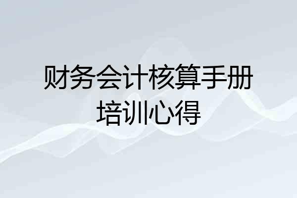 财务会计核算手册培训心得