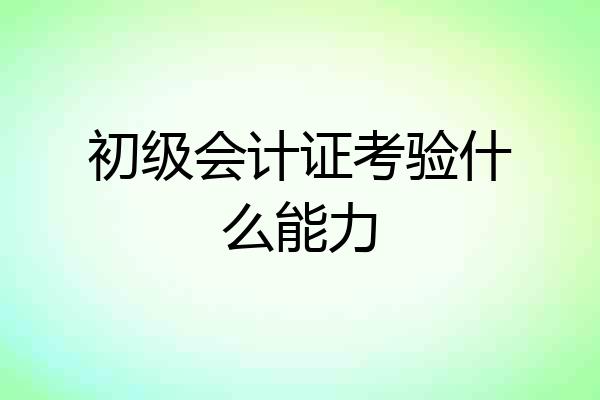 初级会计证考验什么能力