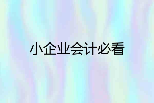 小企业会计必看