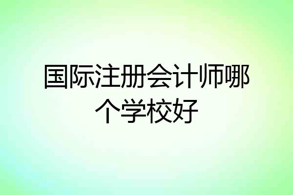 国际注册会计师哪个学校好