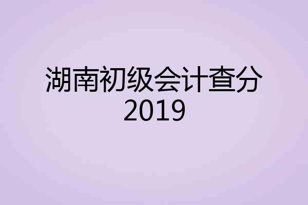 湖南初级会计查分2019