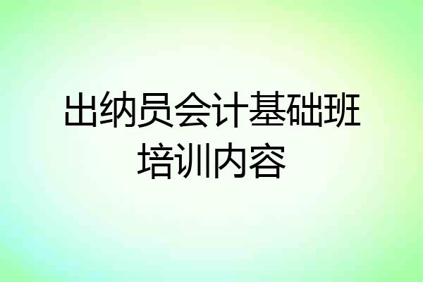 出纳员会计基础班培训内容