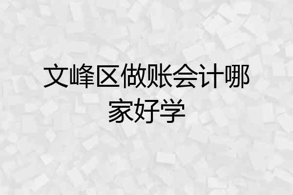 文峰区做账会计哪家好学