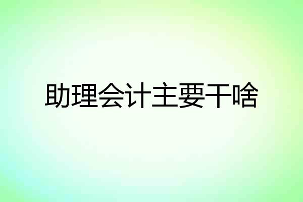 助理会计主要干啥