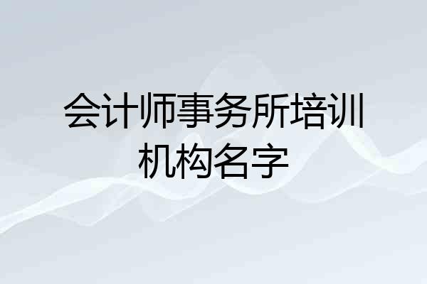 会计师事务所培训机构名字