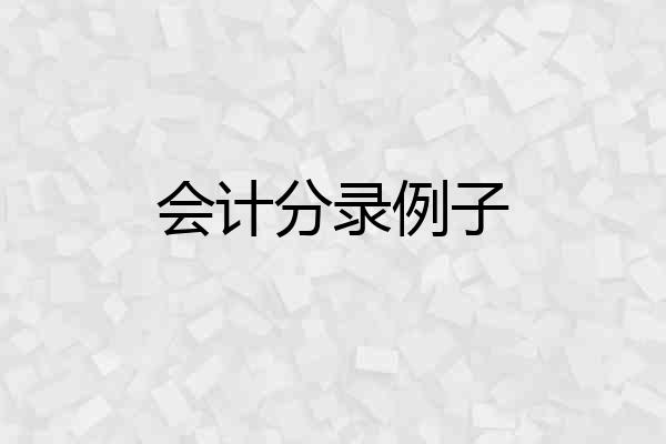会计分录例子