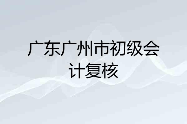 广东广州市初级会计复核