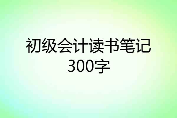 初级会计读书笔记300字