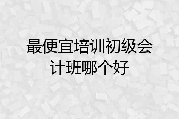 最便宜培训初级会计班哪个好