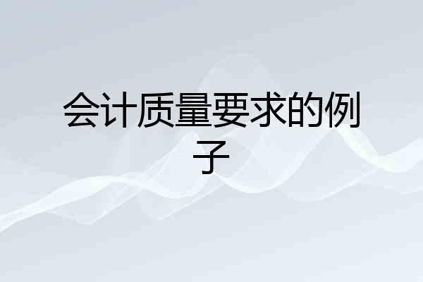 会计质量要求的例子