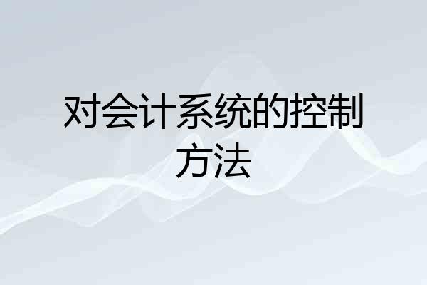 对会计系统的控制方法