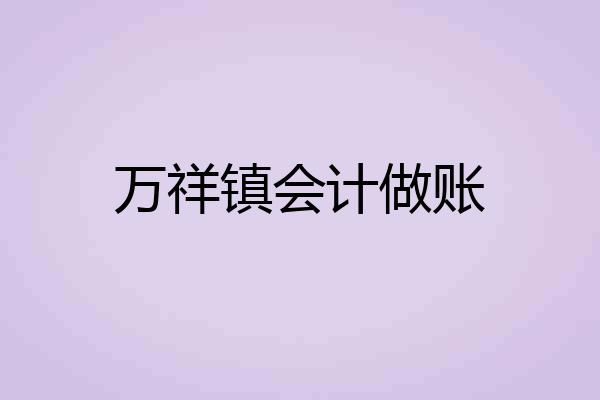 万祥镇会计做账