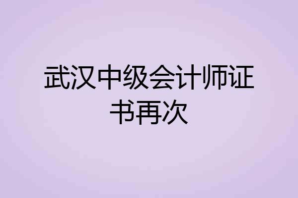 武汉中级会计师证书再次
