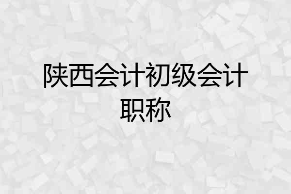 陕西会计初级会计职称