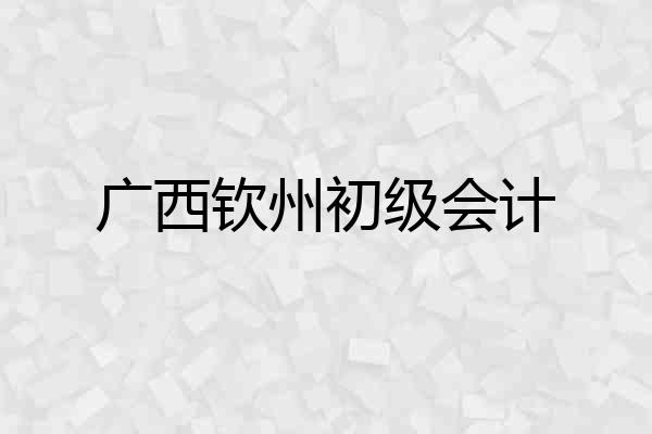广西钦州初级会计