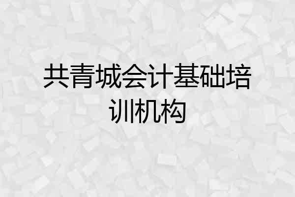 共青城会计基础培训机构