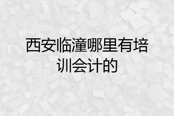 西安临潼哪里有培训会计的