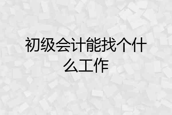 初级会计能找个什么工作