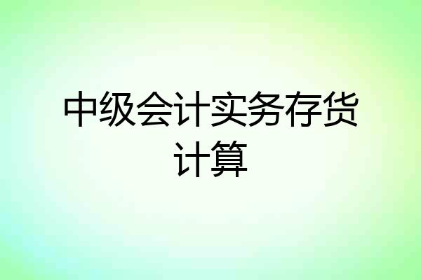 中级会计实务存货计算